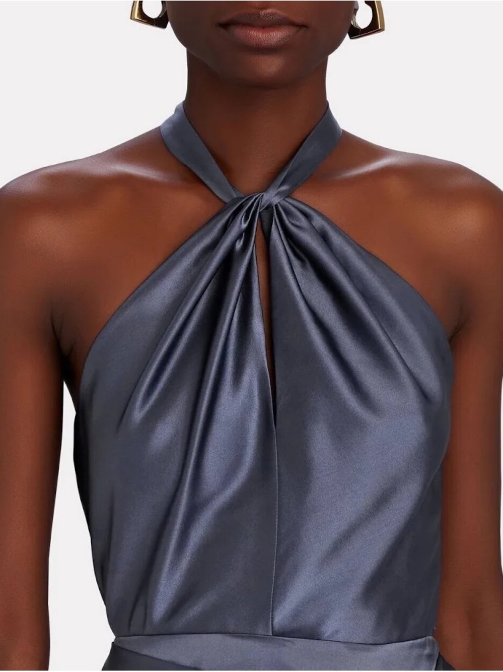 INTERMIX Navy Satin Halter Top